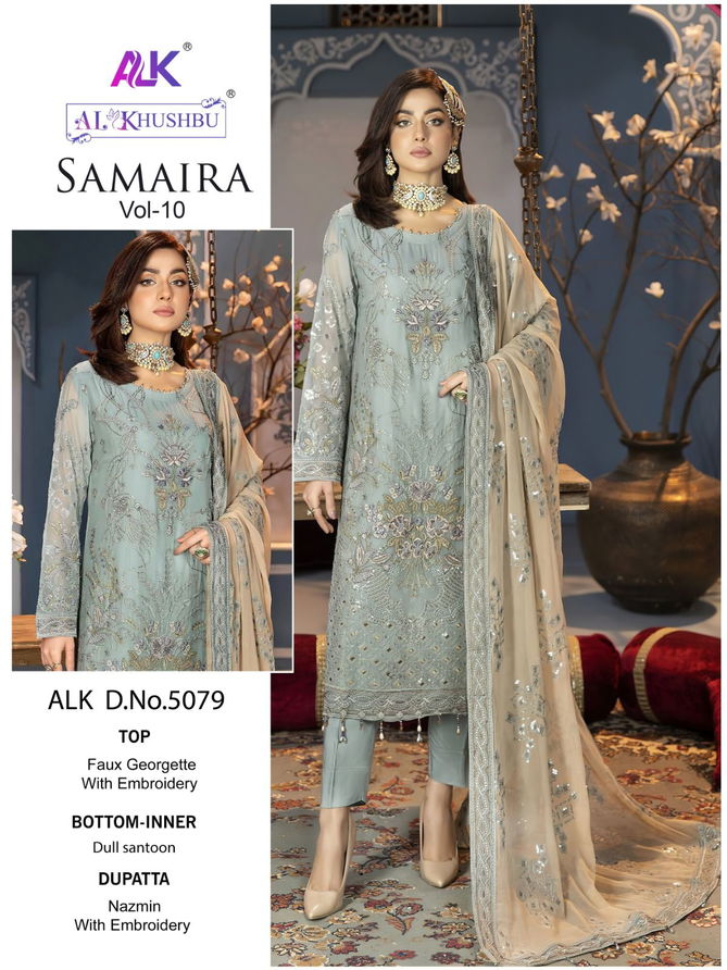 Samaira Vol 10 By Alk Khushbu Georgette Pakistani Suits Wholesale Clothing Suppliers In India
